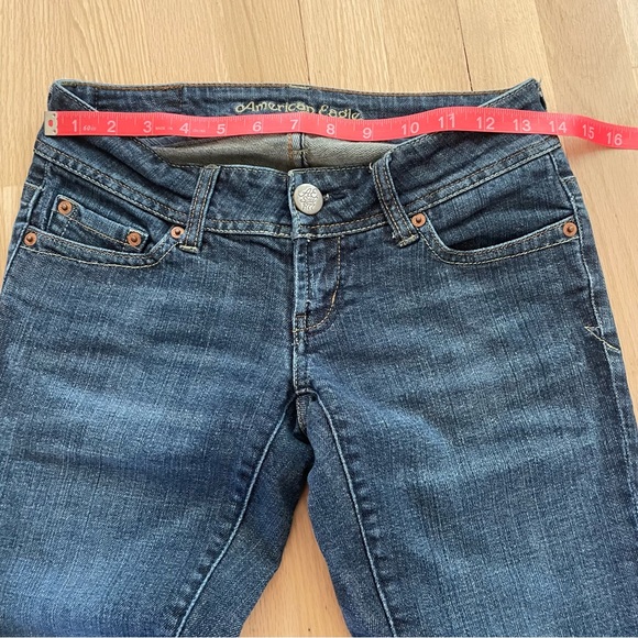 Y2K American Eagle Ultra Low rise bootcut Artist dark wash Jeans 0 short - Picture 6 of 10